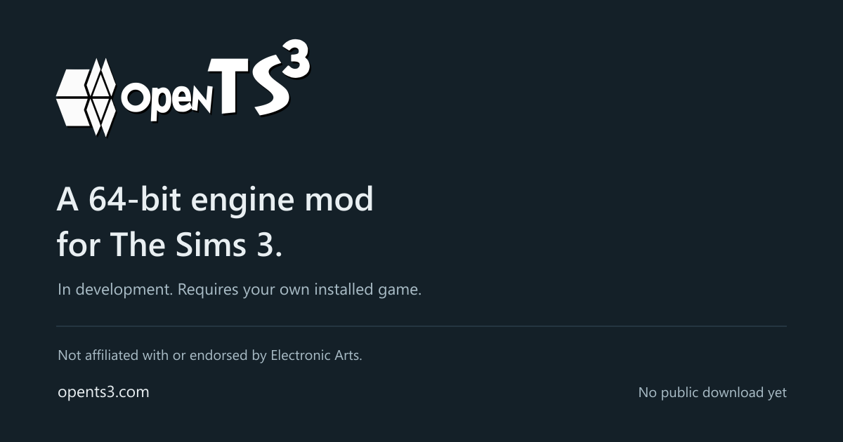 OpenTS3 — A 64-bit engine mod for The Sims 3